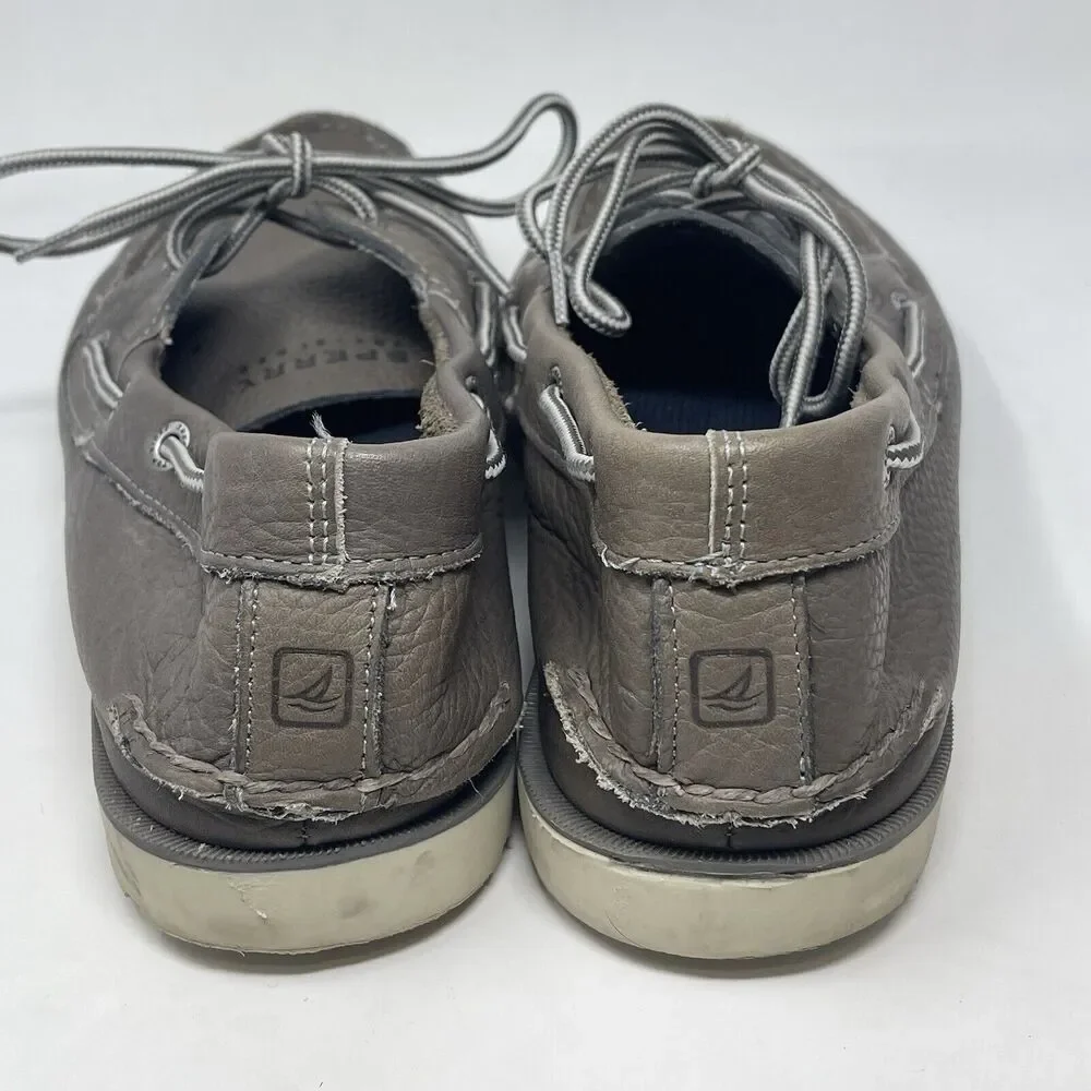 Sperry Top Sider Leeward Boat Shoes Mens 12 M Gray Leather 2 Eye Moccasins